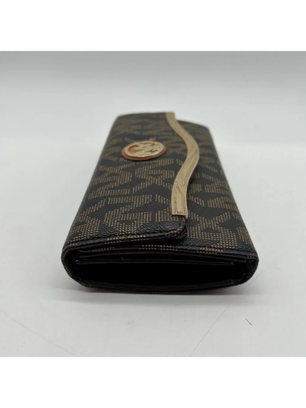 Nxxn Brown Monogram Print Pebbled Faux Leather Wallet